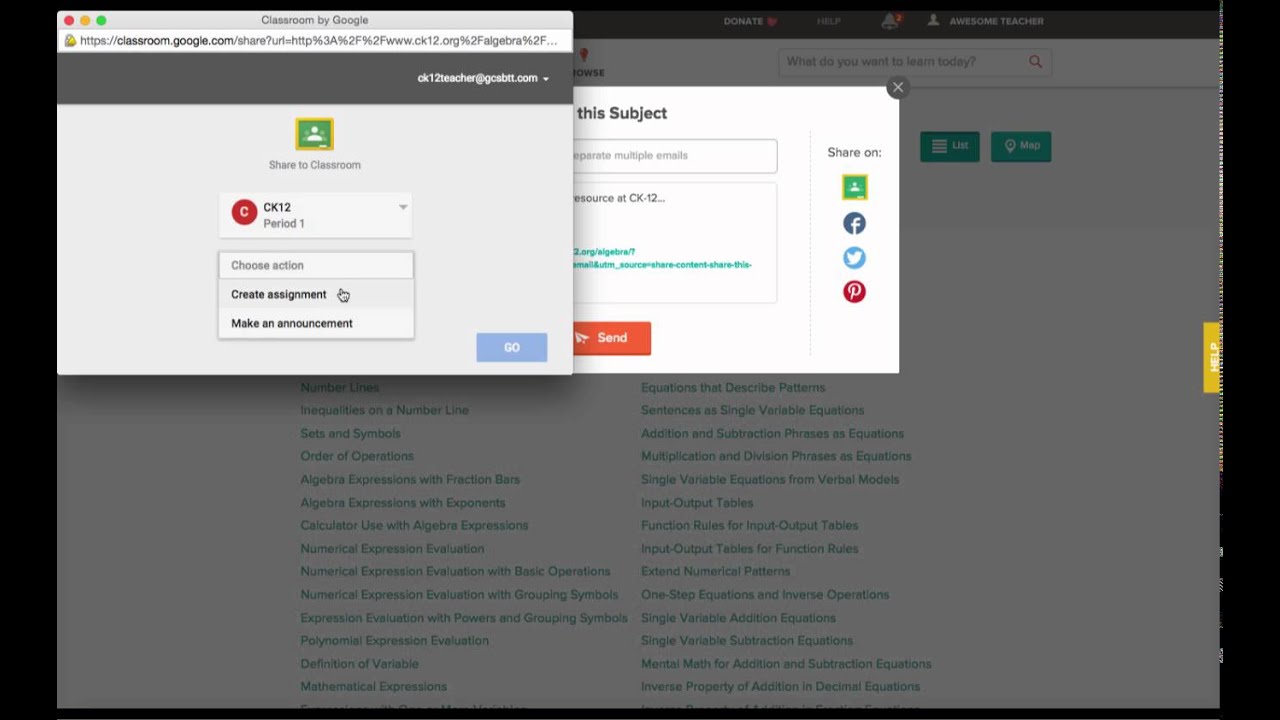 CK12 + Google Classroom Walk Through