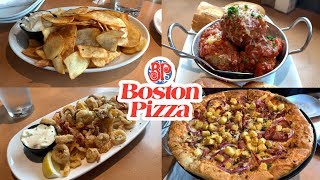 Boston Pizza - Cactus Fries, Calamari, Meatballs, Royal Hawaiian Pizza and Mad Mac