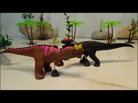 Ceratosaurus vs Allosaurus/ Claymotion dinosaurs fight