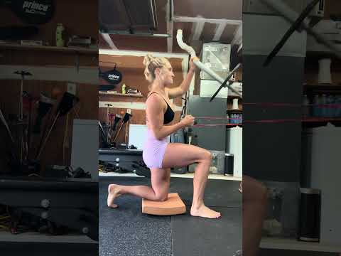 Half Kneeling Landmine Press With Contralateral Band Row