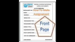 How To Make IGNOU Assignment FrontPage.  #ignou #Royal G&m