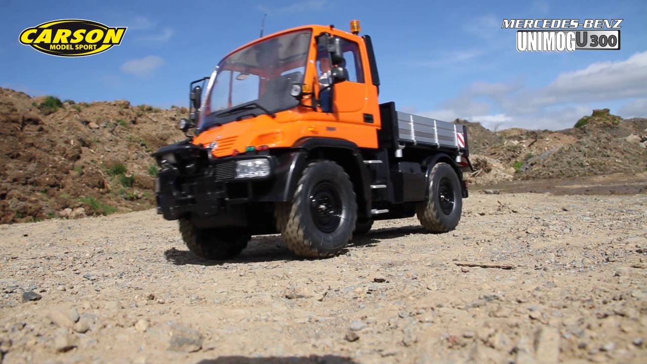 RC Unimog U300 s vozíkem, oranžová