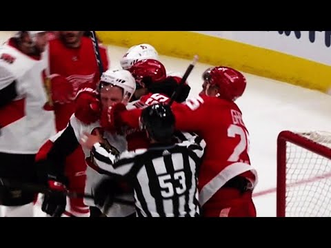 Phaneuf cut open after taking shot to the nose from Green