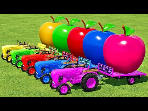 LOAD & TRANSPORT GIANT COLORED APPLE WITH MINI TRACTORS - Farming Simulator 22