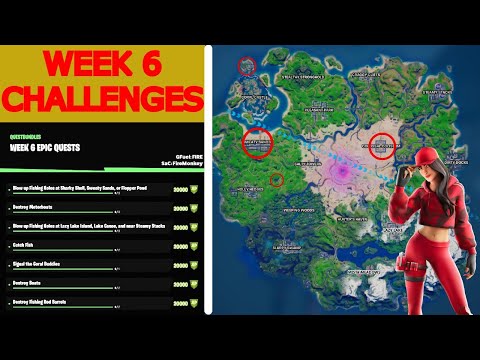 🔴 Live | Fortnite All Week 6 Legendary & Epic Challenges Guide | Destroy boats - Fishing Holes |