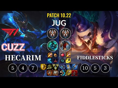 T1 Cuzz Hecarim vs Fiddlesticks Jungle - KR Patch 10.22