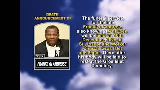 Franklyn Ambrose  ~ Short Obituary