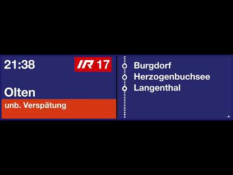 SBB TTS Ansage - IR17 nach Olten ist noch nicht fahrbereit (Technische Störung am Zug)
