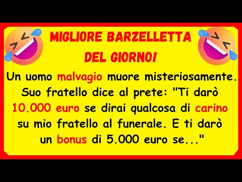 🤣 BARZELLETTA DEL GIORNO! Un uomo malvagio chiede al prete di dire qualcosa di carino su suo...