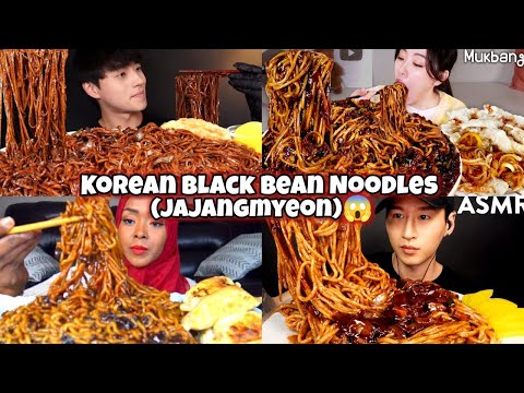 Trying Korean Black Bean Noodles (Jajangmyeon) 😱🍜 | Korean Mukbang Eating Show