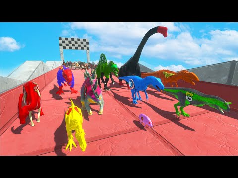 SUPER SPEED RACE TO CHASE DC & MARVEL DINOSAURS SUPERHEROES - Animal Revolt Battle Simulator