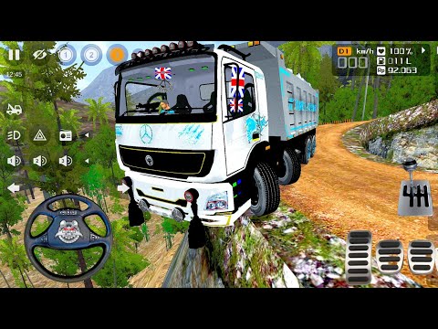 12 Wheeler Stones Transport Truck Heavy Loaded Driving In Offroad | Bus Simulator Indonesia Mod 