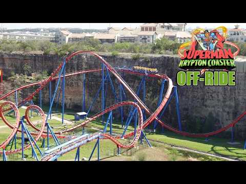 Off-ride footage of a Superman Krypton Coaster train