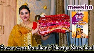 Meesho Maha indian saving sale upto70% off Sawan wear Affordable Bandhani/Lhariya Saree haul