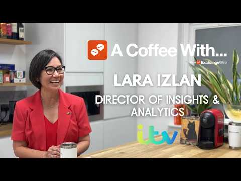 Shot of Lara Izlan, director of insights & analytics at ITV, in the ExchangeWire kitchen for an episode of 'A Coffee With...'
