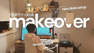 🌱📁 homebody vlog: room + desk makeover — cleaning, new record player + COFO monitor arms!