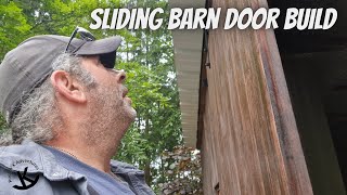 Building a barn door style sliding door | Americans Homesteading on old German Farm | DIY