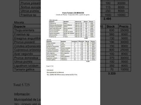 Disponibilidad de Plantas - Temporada 2026 | Vivero Forestal Los Menucos