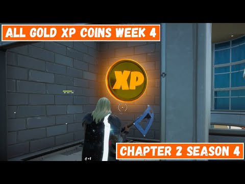 All Gold XP Coins Locations Week 4! - Good as Gold Punch Card Fortnite Chapter 2 Season 4