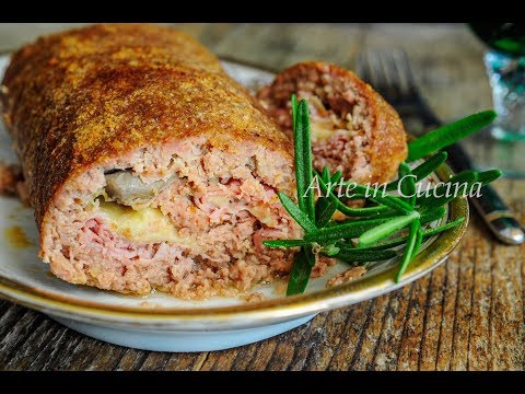 POLPETTONE AI FUNGHI E  PROSCIUTTO RICETTA VELOCE