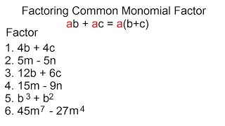 Factoring Common Monomial Factor