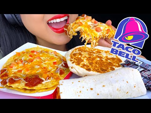 ASMR TACO BELL CHEESY MEXICAN PIZZA CRUNCHWRAP SUPREME...