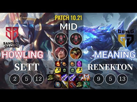 SB Howling Sett vs GEN Meaning Renekton Mid - KR Patch 10.21