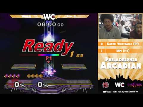 The Philadelphia Arcadian: Kanye Westballz (Falco) vs 1BM (Peach) - Pools