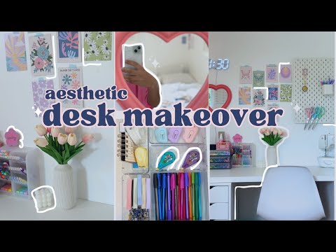 Giving my desk a makeover vlog 🖇✨ 🌷  - before + after, organization