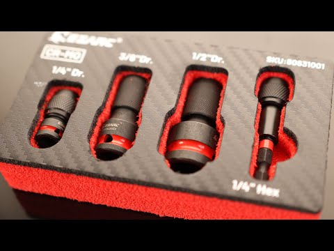 EZARC 4 Pcs Impact to 1/4 Hex Converter, 1/2 3/8 1/4-Inch Square Drive Sockets to 1/4-Inch Hex