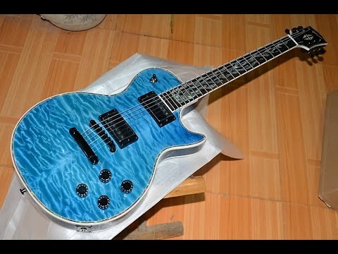 Chibson (Gibson) Les Paul UnBoXing Custom Blue Quilt Top