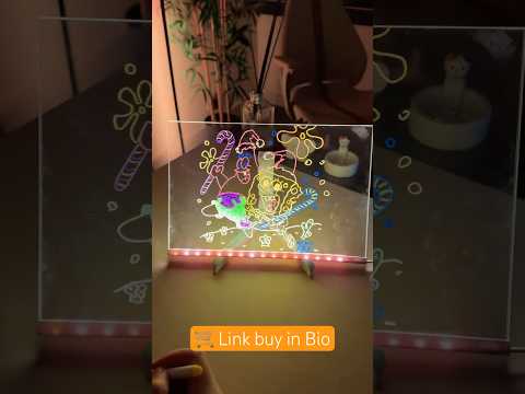 LED Message Board with 7 Color Pens, Acrylic Glow-In-The-Dark Drawing Board, LED Illuminated Drawing