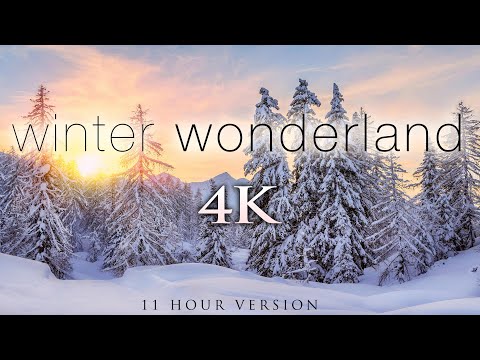 (4K) 11 Hours of Winter Wonderland + Calming Hang Drum Music for Relaxation, Stress Relief [UHD]