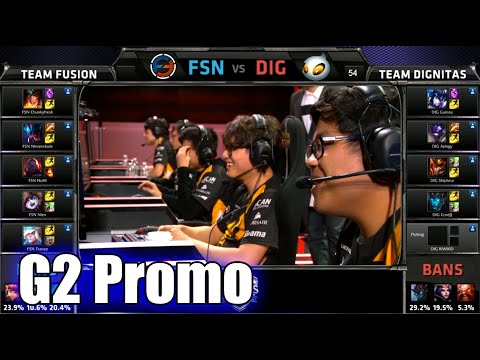 Dignitas vs Fusion | Game 2 S5 NA LCS Summer 2015 Promotion Tournament | DIG vs FSN G2 60FPS