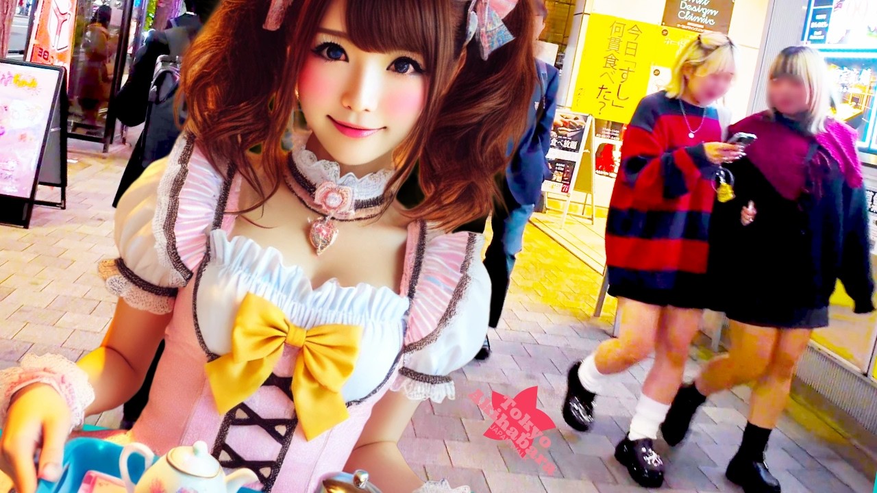 Tokyo Akihabara 🐶 Maid Cafe Town ♪💖 4K Nonstop 1 Hour