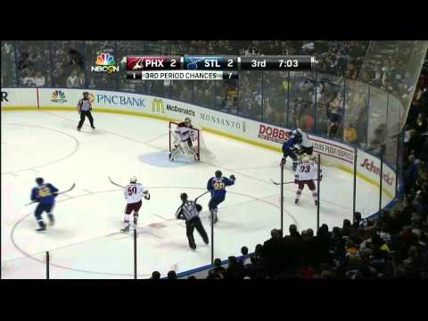 Mike Smith stops Derek Roy in 3rd Phoenix Coyotes vs St. Louis Blues 11/12/13 NHL Hockey.