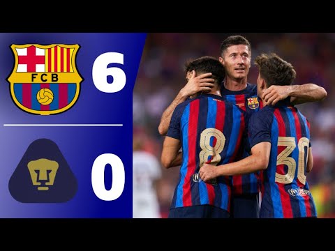 Barcelona vs Pumas 6-0 extended highlights & all goals || Lewa first goal for Barcelona
