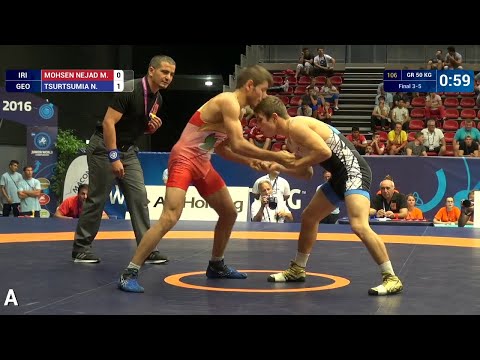 BRONZE GR - 50 kg: N. TSURTSUMIA (GEO) df. M. MOHSEN NEJAD (IRI), 7-2