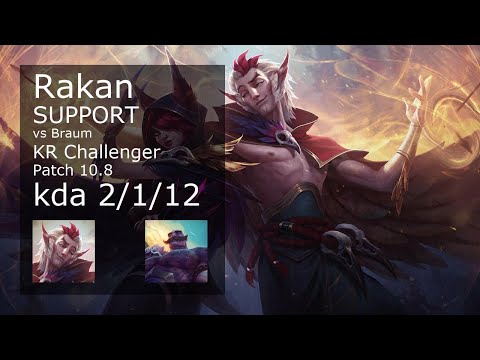 Rakan vs Braum Support - KR Challenger 2/1/12 Patch 10.8 Gameplay // [롤] 라칸 vs 브라움 서폿