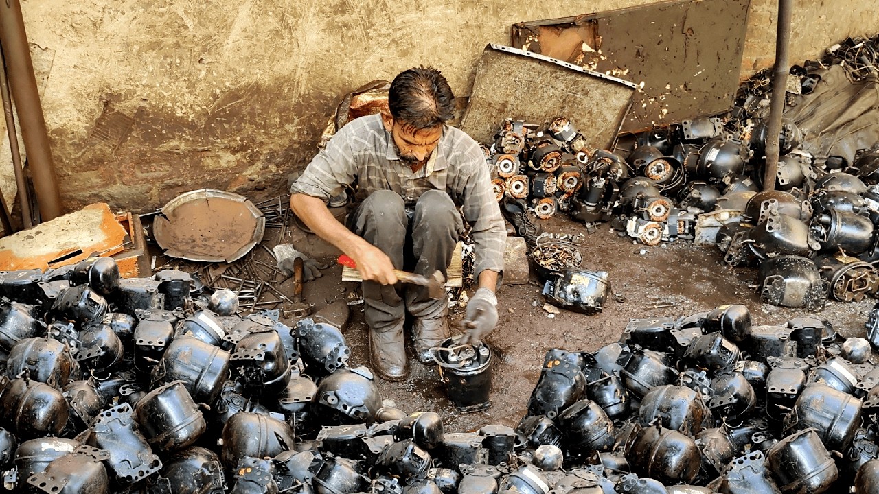 Incredible Process of Old AC Compressor Recycling to Make High Quality Washers
