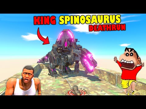 KING T-REX into KING SPINOSAURUS and GOKU Deathrun in Animal Revolt Battle Simulator SHINCHAN CHOP