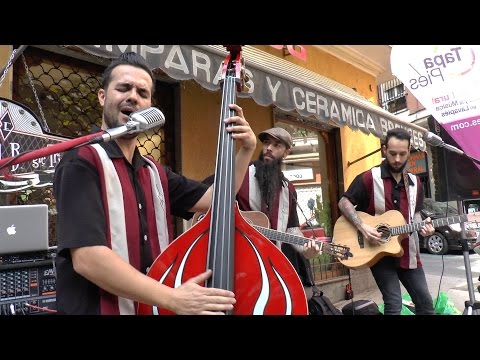 The Rebel Boogie Trio: "That's Alright Mama" - Busking in Madrid