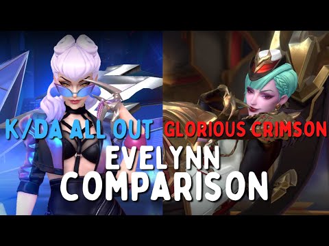 K/DA ALL OUT EVELYNN VS. GLORIOUS CRIMSON EVELYNN COMPARISON! WHAT'S DIFFERENT? | Wild Rift