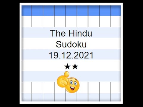 How to Solve The Hindu Sudoku 2 Star | Step by Step Solution | 19.12.2021 | Difficulty Level  ★★