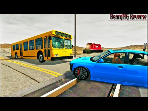 Trains and Cars on Railway Track Crashes Reverse - BeamNG Drive