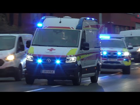 (Kein durchkommen/Hornkonzert) Neuer RTW + Neues NEF Rotes Kreuz Steyr + NEF 1 Rotes Kreuz Linz