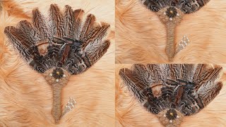 Beautiful Turkey Feather Fan - How to Make Feather Fan | Feather Craft | DIY Make Fan