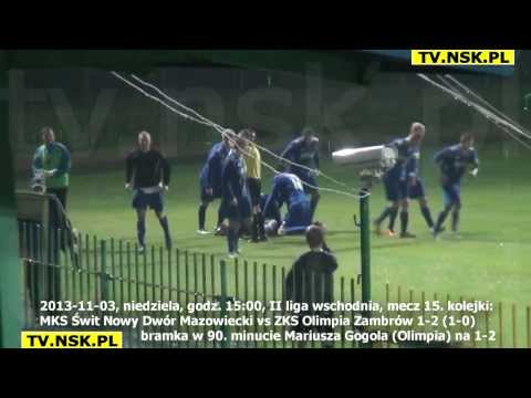 tv.nsk.pl 2013-11-03 MKS Świt Nowy Dwór Mazowiecki - ZKS Olimpia Zambrów 1-2 (1-0) bramki Full HD