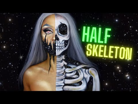 Half Skull Halloween Makeup Tutorial