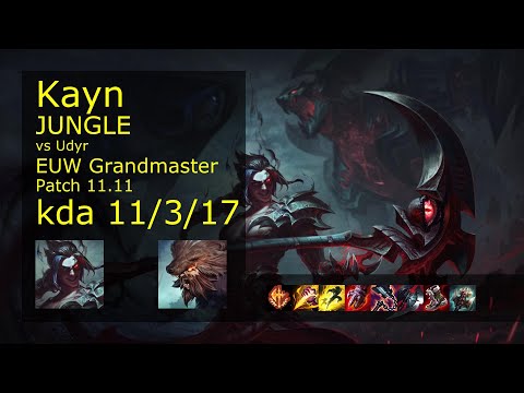 Kayn vs Udyr Jungle - EUW Grandmaster 11/3/17 Patch 11.11 Gameplay